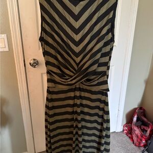 As U Wish Chevron Black and Olive Midi Dress